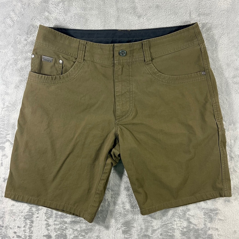 KUHL Revolvr Shorts Mens 35 Olive Green Vintage Patina Dye Style 5228 Outdoors